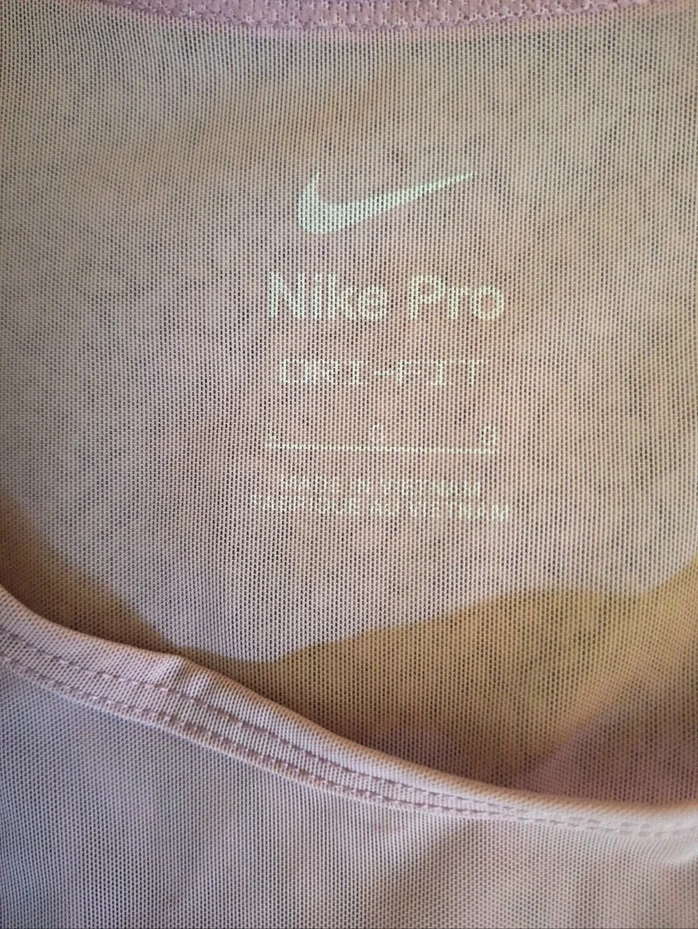 Nike Women's Pro Dri-FIT Cropped Dusty Pink Mesh Panels Cropped Tank Top Large